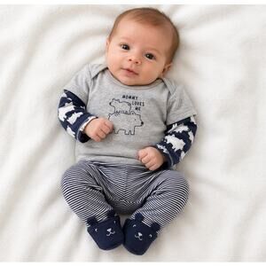 Carter’s Preemie 3pc Mama Bear Baby Bear Set Navy Gray NWT